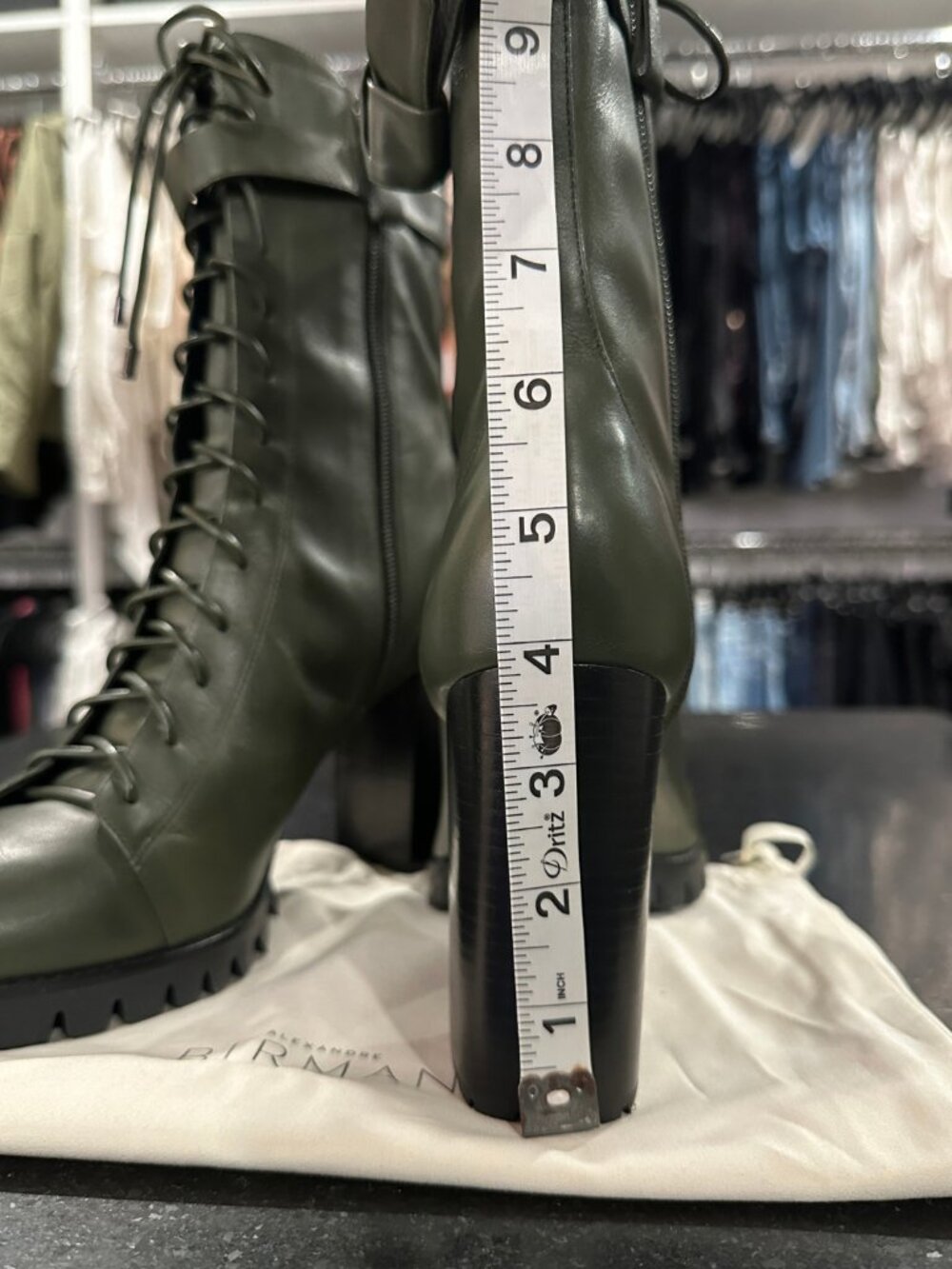Alexandre Birman | Evelyn 85 Waterproof Leather Boots | Moss Green | EU 42 - Picture 12 of 12